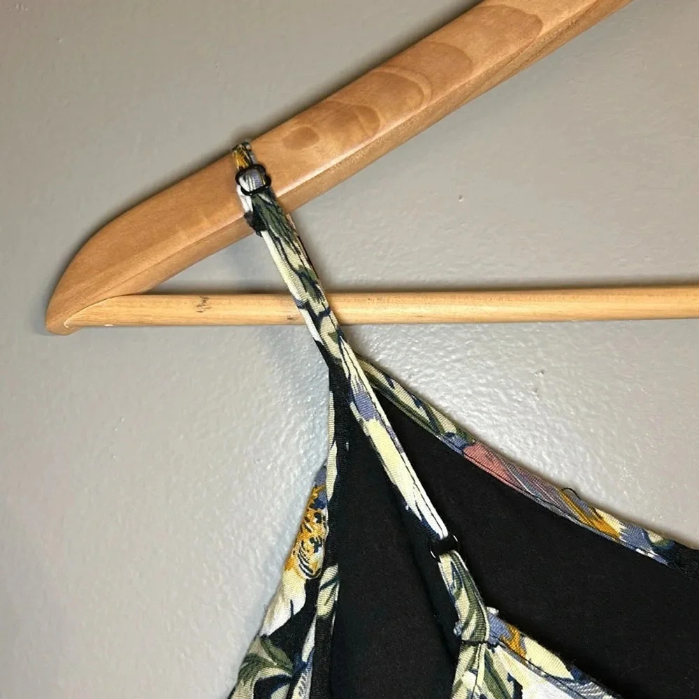 Xhilaration Floral Sleeveless Dress with Lace Up Back, Sz XS, Ruffle, Black - Picture 7 of 9